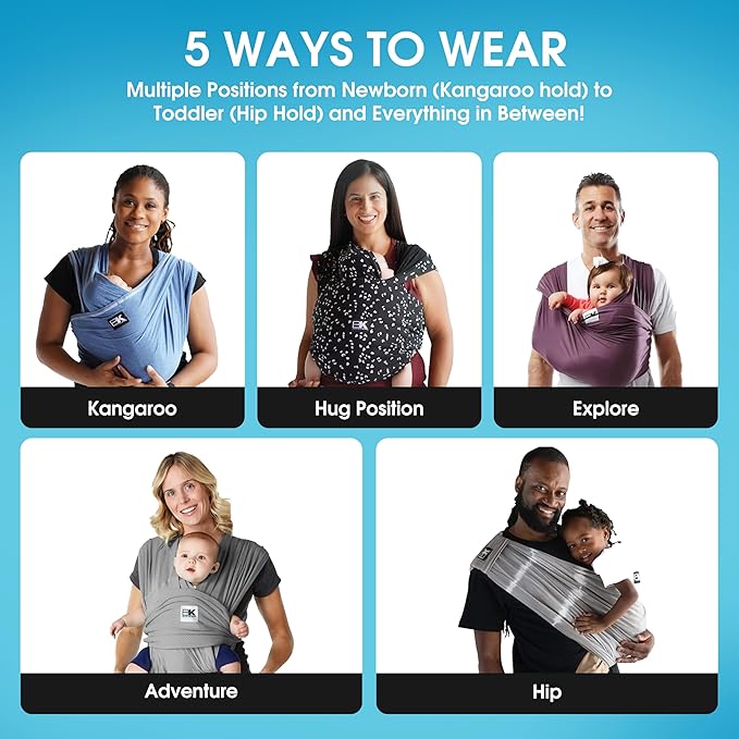 Original Baby K'tan Baby Carrier: #1 Easy Pre-Wrapped, Soft, Slip-On, No Rings, No Buckles | 5 in 1 Baby Sling Gift | The Best Hands Free Infant Wrap For Newborn to Toddler up to 35lb (See Size Chart)