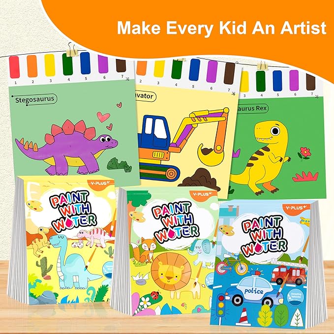 YPLUS Paint with Water Books for Toddlers, Art Craft Toys Watercolor Painting Paper for Kids Gift for Drawing with Brush - Unicorn