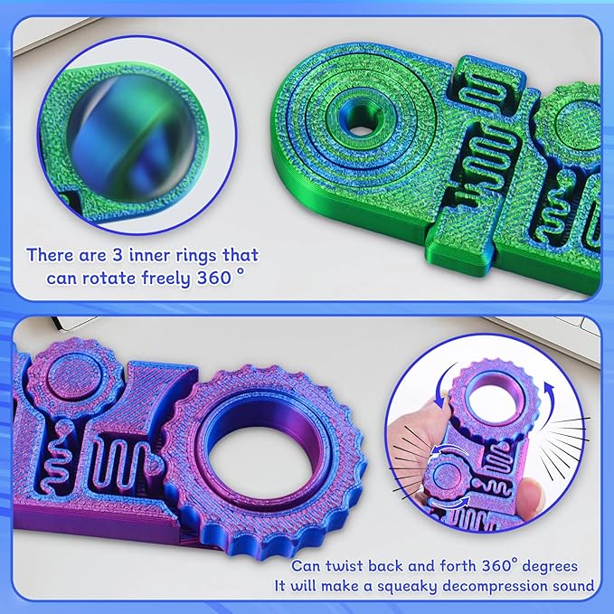 2025 New 3D Printed Fidget Ring Toys, 5-in-1 3D Printed Gear Ball Stress Sensory Toy, Mindful Meditation Gear Toys for Stress and Anxiety Relief, Back to School Supplies Fidget Toy for Kids Adults
