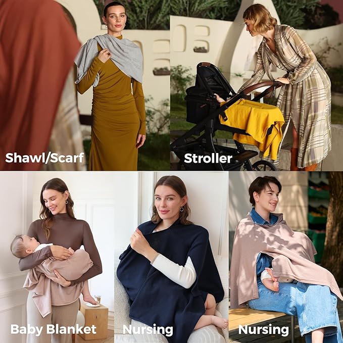 Momcozy Nursing Cover for Breastfeeding, Soft Privacy Poncho, Multi-Use Nursing Shawl, Portable Breast Feeding Covers for Women, Includes Laundry Bag (Grey)
