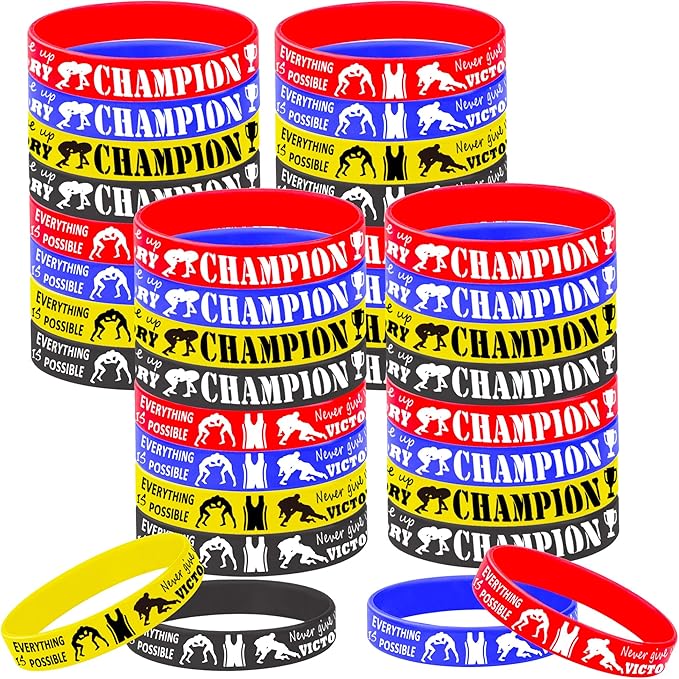 CupaPlay 36 PCS Wrestling Silicone Wristband - Brazilian Jiu-Jitsu Party theme Birthday Party Decorations Supplies Favors