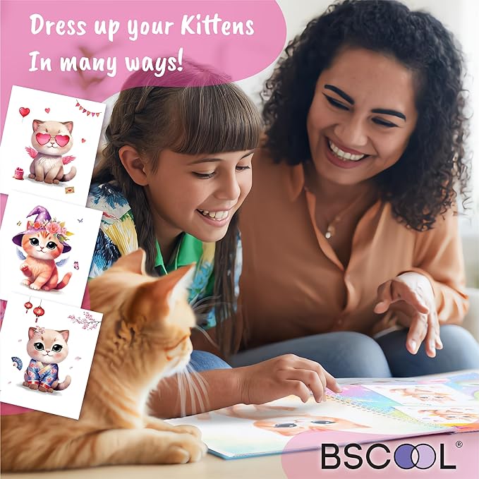 Sticker Dress Up Kitten - Kids Activity Book Learn Fashion Design for Kitten with Guides and 270+ Reusable Stickers. Gift for Girls Ages 5,6,7,8