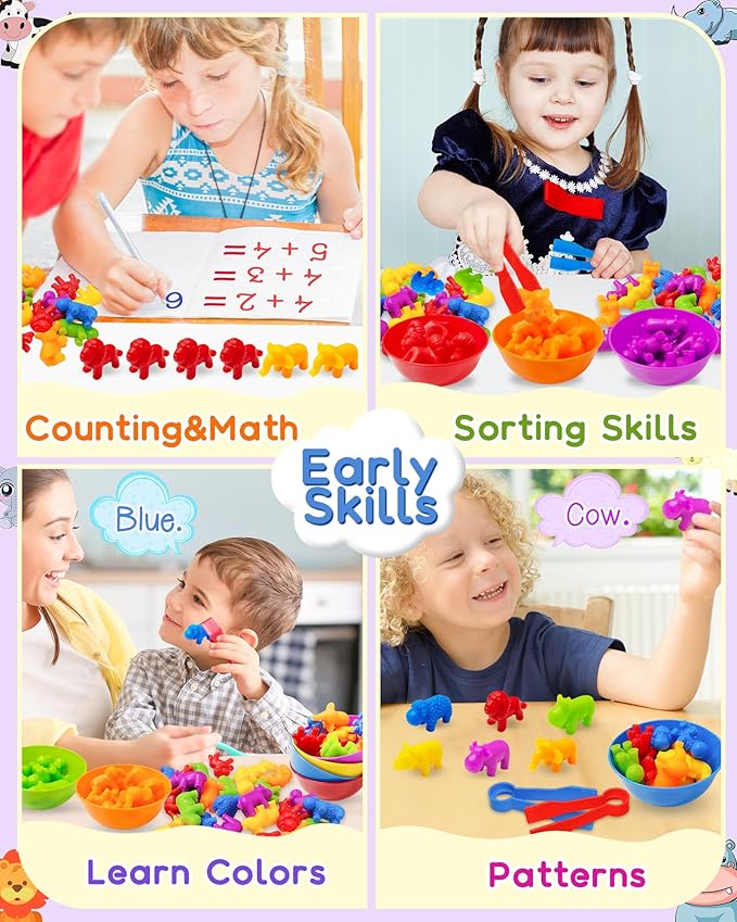 Yetonamr Counting Dinosaurs Montessori Toys for 3 4 5 Years Old Boys Girls, Toddler Preschool Learning Activities Toys for Kids Ages 2-4, 3-5, 4-8, Birthday Gifts Sensory Toys