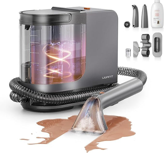 uwant Carpet Cleaner Machine with Steam& Hot Water System, 18Kpa Powerful Suction Portable Carpet Cleaner with Exclusive Tools 2in1 Upholstery Cleaner Steam Machine