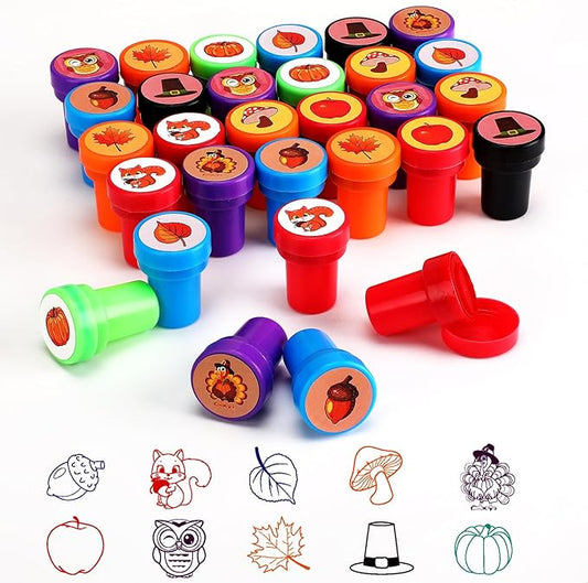Zhanmai 100 Pcs Fall Stampers for Kids Toddlers Fall Party Favors Assorted Stamps Pumpkin Leaves Turkey Autumn Self Inking Stamps Thanksgiving Gifts Party Favors Classroom Rewards School Teacher Stamp