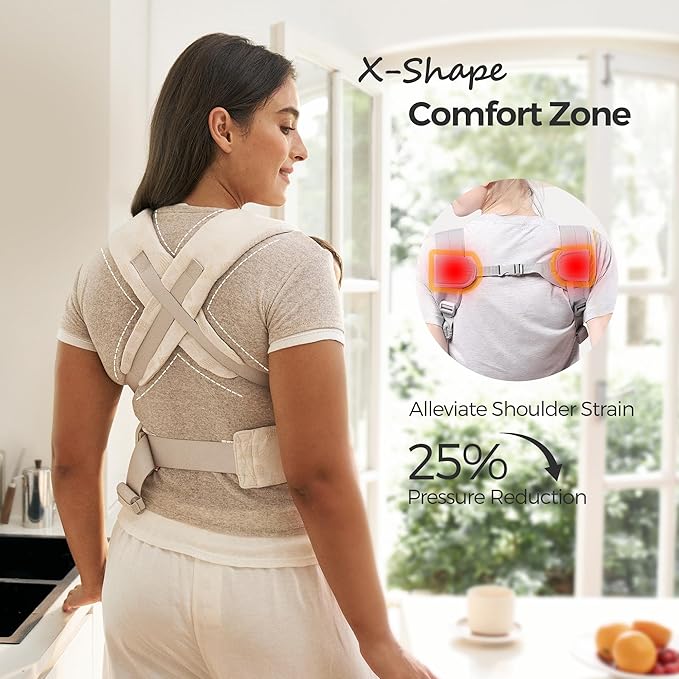 Momcozy Newborn Carrier WeeSnug - Lightweight and Cozy Comfort for 7-25 lbs, Ergonomic Cross-Back Support, Jacquard Weave, Hands-Free Baby Carrier with Lumbar Support, Geometry