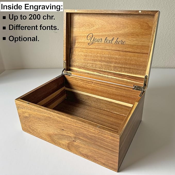 Mom Gifts with Kids Names - Personalized Mothers Day Gift from Son and Daughter, Unique Wooden Memory Box, Cute Birthday Gift Idea, Xmas Present, Custom Keepsake Box Large, 11x8x4,75 in