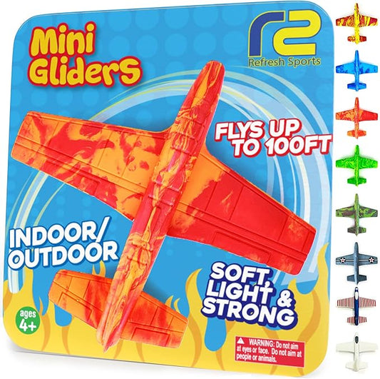Airplane Toy Foam Glider Plane for Kids: Best Outdoor Beach Toys for Boys & Girls - Pool Toys for Kids & Fun Flying Gliders Easy Throwing Air Planes - 4 Year Old Boy Birthday Gift 5 6 7 8 9 2-4 8-13