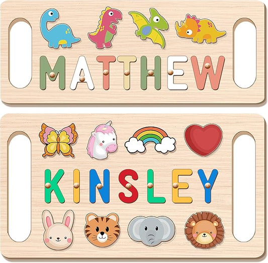 Newly Upgraded Personalized Name Puzzle for Kids, Custom Name Puzzle Personalized Baby Gifts 1st Birthday for Boys Girls Montessori Toys Nursery Decor Toddler Educational Toys