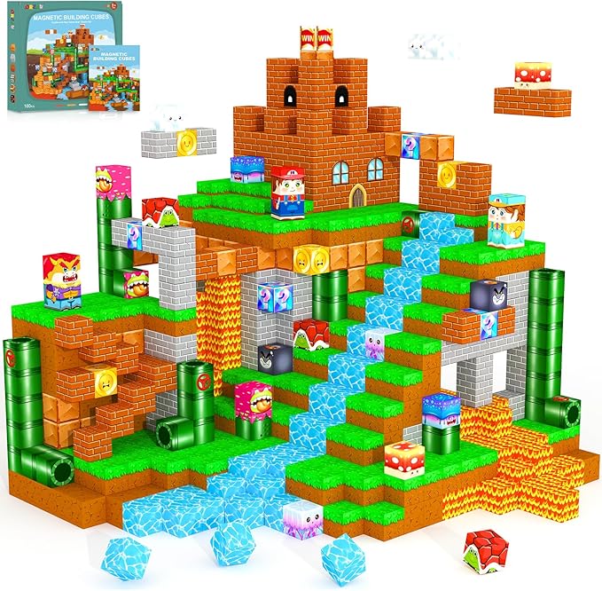 Magnetic Blocks Building Games Kids Toys for 3 4 5 6 7 8 9 10 11 12 13 Year Old Boys Girls, Magnetic Cubes Montessori Sensory Toys for Ages 3+ Travel Party Christmas Birthday Gifts