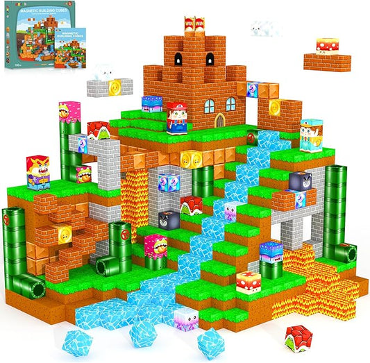 Magnetic Blocks Building Games Kids Toys for 3 4 5 6 7 8 9 10 11 12 13 Year Old Boys Girls, Magnetic Cubes Montessori Sensory Toys for Ages 3+ Travel Party Christmas Birthday Gifts