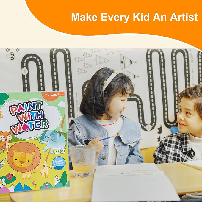 YPLUS Paint with Water Books for Toddlers, Watercolor Painting Paper for Kids Ages, Art Craft Gift for Drawing with Brush Christmas Stocking Stuffers for Kids Toddler (All 7 Themes)