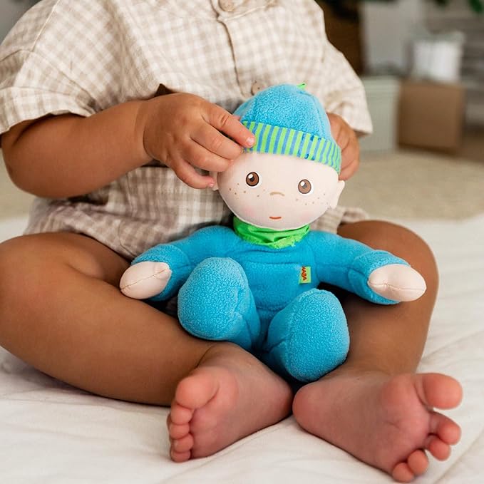 HABA Snug-up Doll Luis 8" First Boy Baby Doll - Machine Washable for Ages Birth and Up