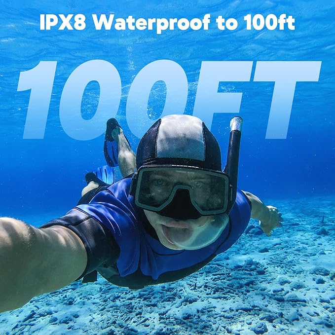Dragon Touch 4K Action Camera 20MP Vision 3 Underwater Waterproof Camera 170° Wide Angle WiFi Sports Cam with Remote 2 Batteries and Mounting Accessories Kit