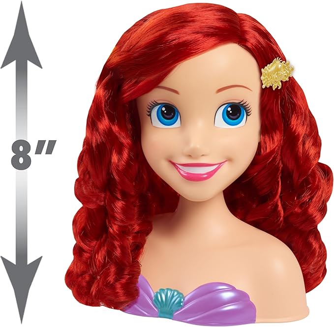 Disney Princess Ariel Styling Head, 18-pieces, Pretend Play, Kids Toys for Ages 3 Up by Just Play