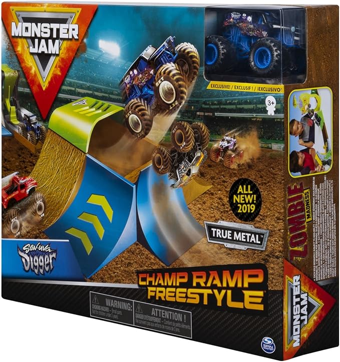 Monster Jam, Champ Ramp Freestyle Playset with Exclusive Son-uva Digger Monster Truck, 1:64 Scale Die-Cast, Kids Toys for Boys and Girls Ages 4-6 and Up