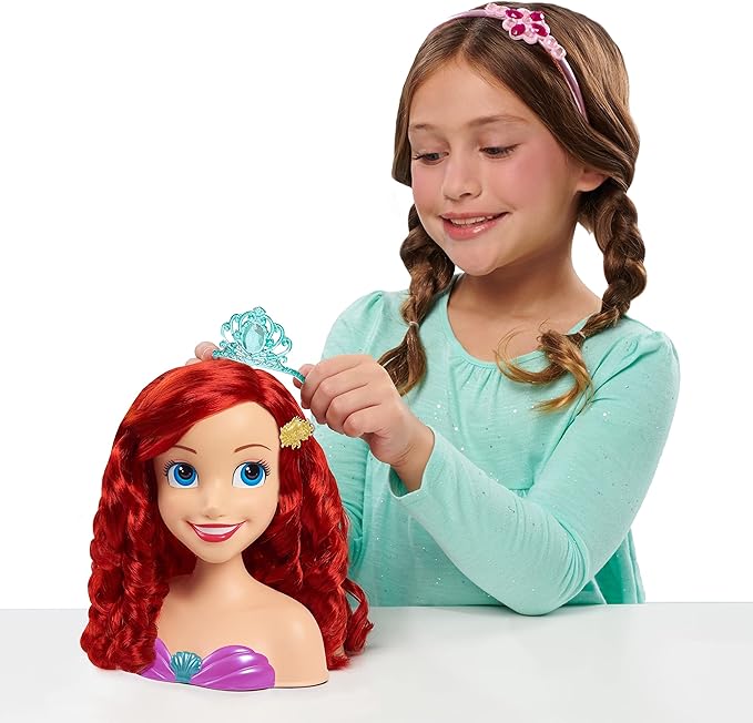 Disney Princess Ariel Styling Head, 18-pieces, Pretend Play, Kids Toys for Ages 3 Up by Just Play