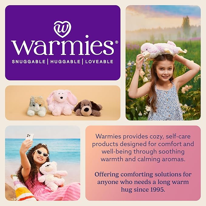 warmies Junior Microwavable & Weighted Stuffed Animals, Rainbow Dinosaur - Heated Stuffed Animal Plushie for Warmth & Comfort - Soft Plush Toys for Adults & Children (Boys, Girls, Babies & Toddlers)