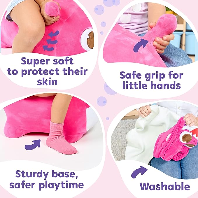 JITTERYGIT Baby Shark Bouncy Hopper - Musical Plush Toy for Kids and Toddlers - Mommy Shark (Pink)