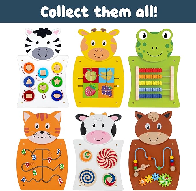 SPARK & WOW Horse Activity Wall Panel - Ages 18m+ - Montessori Sensory Wall Toy - 2 Activities - Busy Board - Toddler Room Décor