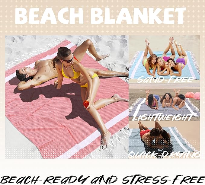 Jumbo Turkish Beach Towel Blanket Picnic Ourtdoor Mat Oversized Sandproof Fast Dry Thin Extra Large Xl Huge Linen Compact Organic Cotton Summer Vacation Gifts Travel Essential Cruise Ship Necessities