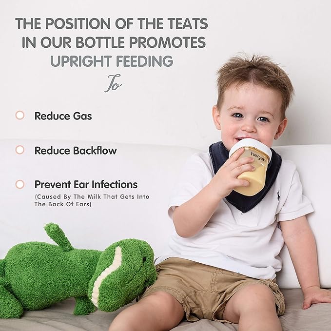 hegen Baby Bottles - Anti Colic Baby Bottles Wide Neck - Breastfeeding System 5 oz with Slow Flow Teats (2 Pack)