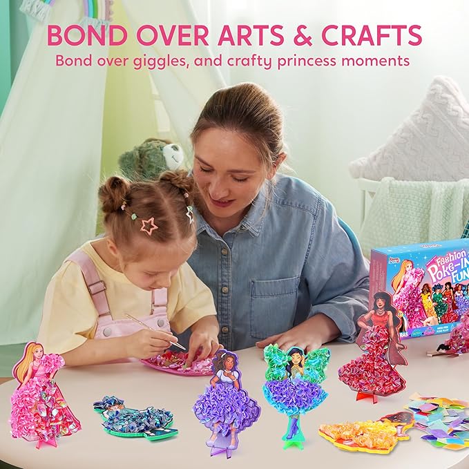Klever Kits Poke in Fun Art Crafts for Kids Ages 4-8, Princess Dress-up, Art Activities, DIY Craft Kits, Birthday Gifts for Girls Ages 4 5 6 7 8+